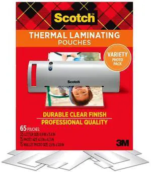Thermal Pouches, Variety Pack, Letter Size, 4 in x 6 in Size, and Wallet Size Pouches Thermal Pouches, Variety Pack, Letter Size, 4 in x 6 in Size, and Wallet Size Pouches
