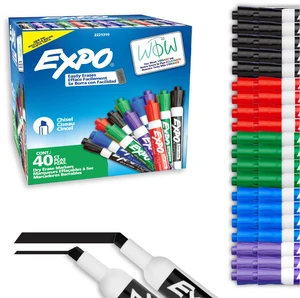 Dry Erase Markers, Low Odor Ink, Chisel Tip, 40 Count - Whiteboard, Calendar, Organization, Essential Supplies for Office, School, Classroom, Teachers Dry Erase Markers, Low Odor Ink, Chisel Tip, 40 Count - Whiteboard, Calendar, Organization, Essential Supplies for Office, School, Classroom, Teachers