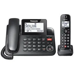 Corded/Cordless Phone with Advanced Call Block, 2-Way Recording and Digital Answering Machine, 1 Handset Expandable up to 6 Cordless Handsets - KX-TGF850B (Black) Corded/Cordless Phone with Advanced Call Block, 2-Way Recording and Digital Answering Machine, 1 Handset Expandable up to 6 Cordless Handsets - KX-TGF850B (Black)