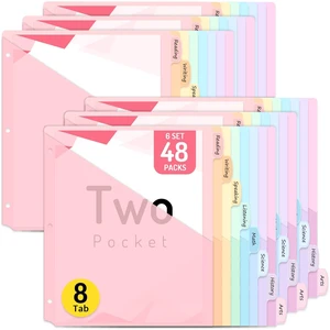 48 Count Binder Dividers with Two Pockets, 8 tab Dividers Binders Organizer, Binder Divider with Tabs for School Office and Home Organization, Multicolor, 6 Sets 48 Count Binder Dividers with Two Pockets, 8 tab Dividers Binders Organizer, Binder Divider with Tabs for School Office and Home Organization, Multicolor, 6 Sets