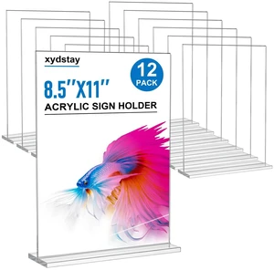 12 pack Acrylic Sign Holder 8.5 x 11, Clear Table Display Stand T-Shaped Plastic Menu Holder, Double-Sided Display, Vertical Sign Holder for Restaurant, Office, School, Store, and Home Use 12 pack Acrylic Sign Holder 8.5 x 11, Clear Table Display Stand T-Shaped Plastic Menu Holder, Double-Sided Display, Vertical Sign Holder for Restaurant, Office, School, Store, and Home Use