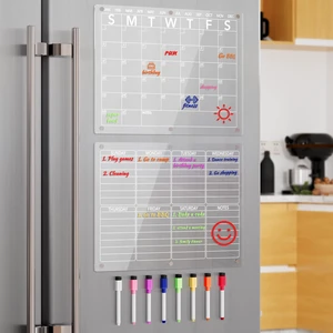 Acrylic Magnetic Dry Erase Board Calendar for Fridge, Clear Monthly and Weekly Planner Whiteboard for Refrigerator, w/ 8 Colors Markers, 15"x11" Acrylic Magnetic Dry Erase Board Calendar for Fridge, Clear Monthly and Weekly Planner Whiteboard for Refrigerator, w/ 8 Colors Markers, 15"x11"