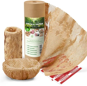 Honeycomb Packing Paper Wrap 15"x400' Sustainable Alternative to Bubble Cushioning Wrap Packing paper for Moving/shipping/packing Roll with 20 Fragile Sticker Biodegradable & Fully Recylable Honeycomb Packing Paper Wrap 15"x400' Sustainable Alternative to Bubble Cushioning Wrap Packing paper for Moving/shipping/packing Roll with 20 Fragile Sticker Biodegradable & Fully Recylable