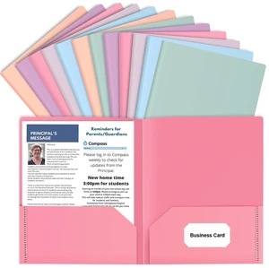 12 Pack Colored File Folders with Pockets, Pastel Pocket Folders, Plastic Business Card Holder, Decorative, for Documents, Cute Plastic Folders for Filing Cabinet, School, Office, Resume Portfolio 12 Pack Colored File Folders with Pockets, Pastel Pocket Folders, Plastic Business Card Holder, Decorative, for Documents, Cute Plastic Folders for Filing Cabinet, School, Office, Resume Portfolio
