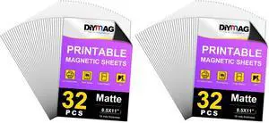 Printable Magnetic Sheets, Matte 32Pcs 8.5"x11" for Inkjet Printers (Pack of 2) Printable Magnetic Sheets, Matte 32Pcs 8.5"x11" for Inkjet Printers (Pack of 2)