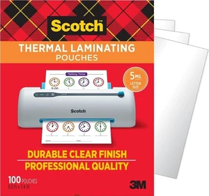 Thermal Laminating Pouches, 100 Count, Clear, 5 mil. Fits Letter Sized Paper (8.9 in. × 11.4 in.), Laminate Business Cards, Banners and Essays, Ideal Office or School Supplies Thermal Laminating Pouches, 100 Count, Clear, 5 mil. Fits Letter Sized Paper (8.9 in. × 11.4 in.), Laminate Business Cards, Banners and Essays, Ideal Office or School Supplies