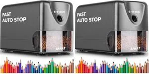 Heavy Duty Electric Pencil Sharpener, Auto Stop Classroom Pencil Sharpeners for 6-11mm No.2/Colored Pencils, Pencil Sharpener for Large Pencils, Sharp Point, Save Pencil, PSX3 (Pack of 2) Heavy Duty Electric Pencil Sharpener, Auto Stop Classroom Pencil Sharpeners for 6-11mm No.2/Colored Pencils, Pencil Sharpener for Large Pencils, Sharp Point, Save Pencil, PSX3 (Pack of 2)