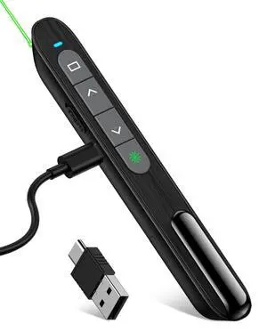 USB C Rechargeable Presentation Clicker with Green Light, Remote Clicker for Presentations Wireless Presenter Slide Changer PPT Advancer with Volume Control for Laptop Computer USB C Rechargeable Presentation Clicker with Green Light, Remote Clicker for Presentations Wireless Presenter Slide Changer PPT Advancer with Volume Control for Laptop Computer