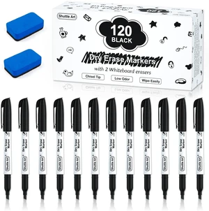 Dry Erase Markers, 120 Pack Black Whiteboard Markers with 2 Erasers,Chisel Tip Dry Erase Markers, Perfect For Writing on Whiteboards, Dry-Erase Boards,Mirrors for School Office Home Dry Erase Markers, 120 Pack Black Whiteboard Markers with 2 Erasers,Chisel Tip Dry Erase Markers, Perfect For Writing on Whiteboards, Dry-Erase Boards,Mirrors for School Office Home