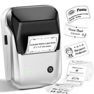 B1 Label Maker, 2Inch Bluetooth Label Printer for Home, Sliver Label Maker Machine Support Smartphones & PC for Small Business, School, Office, Came with 1 Roll White Label(2x1.2'') B1 Label Maker, 2Inch Bluetooth Label Printer for Home, Sliver Label Maker Machine Support Smartphones & PC for Small Business, School, Office, Came with 1 Roll White Label(2x1.2'')