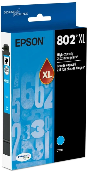 802XL Genuine High Capacity Cyan Ink Cartridge T802XL220 Works With WorkForce Pro WF-4720 WF-4730 WF-4734 WF-4740 Inkjet Printers 802XL Genuine High Capacity Cyan Ink Cartridge T802XL220 Works With WorkForce Pro WF-4720 WF-4730 WF-4734 WF-4740 Inkjet Printers