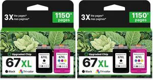 67XL Ink Cartridge for HP 67 XL Black Color Replacement to 4200 2852e 2855e (Pack of 2) 67XL Ink Cartridge for HP 67 XL Black Color Replacement to 4200 2852e 2855e (Pack of 2)