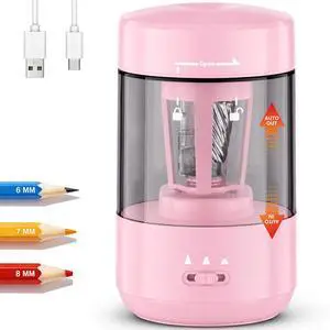 Electric Pencil Sharpener for Classroom, Fully Automatic, Light Pink Type-C Rechargeable, Auto In/Out, 2000mAh Built-in Battery, Fast Sharpen, For 6-8mm No.2&Colored Pencils, Home, School Office Electric Pencil Sharpener for Classroom, Fully Automatic, Light Pink Type-C Rechargeable, Auto In/Out, 2000mAh Built-in Battery, Fast Sharpen, For 6-8mm No.2&Colored Pencils, Home, School Office