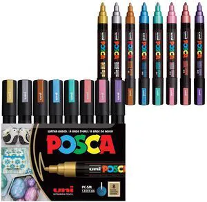 ® PC-5M Paint Markers, 8 Count Metallic Medium Reversible Tip Set Tip size 1.82.5 mm, Water-Based Opaque Paint Pens for Rock Painting, Wood, Glass, Crafts & Art Projects ® PC-5M Paint Markers, 8 Count Metallic Medium Reversible Tip Set Tip size 1.82.5 mm, Water-Based Opaque Paint Pens for Rock Painting, Wood, Glass, Crafts & Art Projects