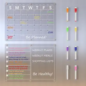 Acrylic Magnetic Dry Erase Board Calendar for Fridge, Clear Monthly and Weekly Meal Planner Whiteboard Refrigerator, Menu Board for Kitchen, w/ 8 Colors Markers, 15"x11" Acrylic Magnetic Dry Erase Board Calendar for Fridge, Clear Monthly and Weekly Meal Planner Whiteboard Refrigerator, Menu Board for Kitchen, w/ 8 Colors Markers, 15"x11"