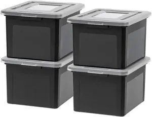 4-Pack 35 Qt. Letter/Legal File Box with Latching Lid, Black Organize lesson plans, classroom files and teaching materials with secure storage for teachers, schools and educators 4-Pack 35 Qt. Letter/Legal File Box with Latching Lid, Black Organize lesson plans, classroom files and teaching materials with secure storage for teachers, schools and educators