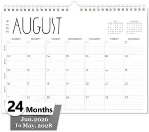 Wall Calendar 2026-2027, 24 Months (Jun 2026-May 2028), 17"x12" Twin-Wire Binding Hanging Calendar, Premium Thick Paper, Monthly Academic Planner, for Office Home Planning & Organizing Wall Calendar 2026-2027, 24 Months (Jun 2026-May 2028), 17"x12" Twin-Wire Binding Hanging Calendar, Premium Thick Paper, Monthly Academic Planner, for Office Home Planning & Organizing