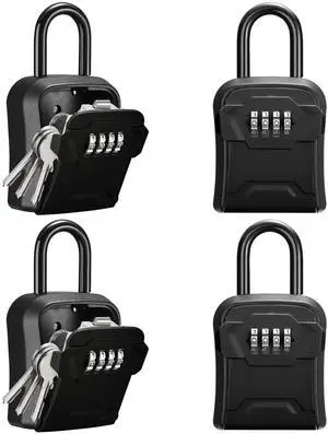 Key Lock Box for House Keys Combination Lockbox with Code, 4 Black For Contractors Guest Realtor Security Storage, Apartment Doorknob, Resettable, Weatherproof, Combination, High-capacity Key Lock Box for House Keys Combination Lockbox with Code, 4 Black For Contractors Guest Realtor Security Storage, Apartment Doorknob, Resettable, Weatherproof, Combination, High-capacity