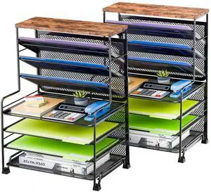 7 Tier Desk File Organizer, 2 Pack Letter Tray Paper Organizer, Mesh Desk Accessories File Folder for Office, Home or School, Black 7 Tier Desk File Organizer, 2 Pack Letter Tray Paper Organizer, Mesh Desk Accessories File Folder for Office, Home or School, Black
