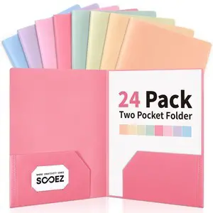 24 Pack File Folders with Pockets, Plastic 2 Pocket Folder, Pastels Tear-Resistant School Folders with Business Card Holder & Blank Label, Back to School Supplies Office Supplies, Letter Size 24 Pack File Folders with Pockets, Plastic 2 Pocket Folder, Pastels Tear-Resistant School Folders with Business Card Holder & Blank Label, Back to School Supplies Office Supplies, Letter Size