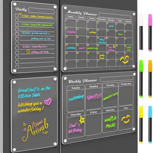 Magnetic Calendar, Fridge Magnets for Whiteboard 4 PCS Dry Erase Clear Monthly Weekly Daily Memo Acrylic Planning Boards Apartment Essentials for Refrigerator Magnetic Calendar, Fridge Magnets for Whiteboard 4 PCS Dry Erase Clear Monthly Weekly Daily Memo Acrylic Planning Boards Apartment Essentials for Refrigerator