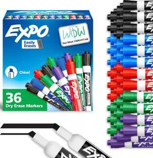 Dry Erase Markers, Low Odor Ink, Assorted Colors, Chisel Tip, 36 Count Dry Erase Markers, Low Odor Ink, Assorted Colors, Chisel Tip, 36 Count