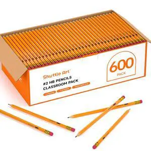 Wood-Cased #2 HB Pencils, 600 Pack Sharpened Yellow Pencils with Erasers, Bulk Pack Graphite Pencils for School and Teacher Supplies, Writing, Drawing and Sketching Wood-Cased #2 HB Pencils, 600 Pack Sharpened Yellow Pencils with Erasers, Bulk Pack Graphite Pencils for School and Teacher Supplies, Writing, Drawing and Sketching