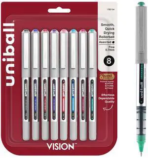 uniball Vision Rollerball Pens, Fine Point (0.7mm), Assorted Colors, 8 Pack uniball Vision Rollerball Pens, Fine Point (0.7mm), Assorted Colors, 8 Pack