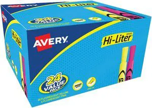 Hi-Liter, Desk Style, Chisel Tip, 24 Pink and Yellow Highlighters (98189) Hi-Liter, Desk Style, Chisel Tip, 24 Pink and Yellow Highlighters (98189)