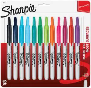 Retractable Fine Tip Permanent Markers, Assorted Colors, 12 Count Retractable Fine Tip Permanent Markers, Assorted Colors, 12 Count