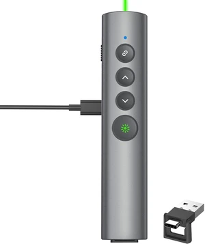 Aluminum Alloy Presentation Clicker with Green Laser Pointer 2in1 USB/Type C Receiver Wireless Presenter Remote PowerPoint Clicker for Computer Laptop/PPT/Google Slides/Windows/Mac Aluminum Alloy Presentation Clicker with Green Laser Pointer 2in1 USB/Type C Receiver Wireless Presenter Remote PowerPoint Clicker for Computer Laptop/PPT/Google Slides/Windows/Mac