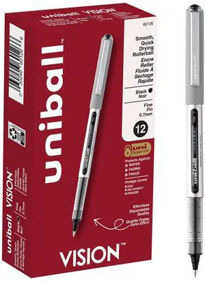 (R) Vision(TM) Rollerball Pens, 0.7 mm, Fine Point, Gray Barrel, Black Ink, Pack Of 12, 60126 (R) Vision(TM) Rollerball Pens, 0.7 mm, Fine Point, Gray Barrel, Black Ink, Pack Of 12, 60126