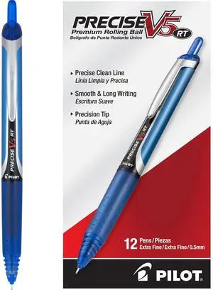Precise V5 RT Rollerball Pens, Blue, Pack of 12 Precise V5 RT Rollerball Pens, Blue, Pack of 12