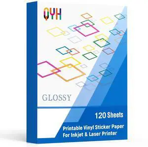 Glossy Printable Vinyl Sticker Paper, 120 Sheets Waterproof White Bulk for Inkjet & Laser Printers, Compatible with Cricut, 8.5" x 11" Fast Dry Vivid Prints for Small Business Glossy Printable Vinyl Sticker Paper, 120 Sheets Waterproof White Bulk for Inkjet & Laser Printers, Compatible with Cricut, 8.5" x 11" Fast Dry Vivid Prints for Small Business