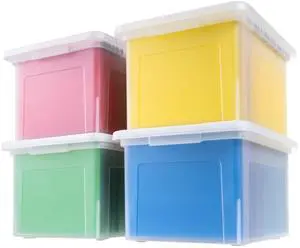 File Box, Plastic File Organizer with Lids for Letter/Legal File, Portable Document Box For Moving, Storage Bin with Durable and Secure Lid, Stackable Nestable BPA-Free, Clear 35 Qt. 4 Pack File Box, Plastic File Organizer with Lids for Letter/Legal File, Portable Document Box For Moving, Storage Bin with Durable and Secure Lid, Stackable Nestable BPA-Free, Clear 35 Qt. 4 Pack