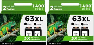 63XL Black Ink Cartridge Compatible for HP Ink 63 XL HP63 HP63XL 4650 3830 (Pack of 2) 63XL Black Ink Cartridge Compatible for HP Ink 63 XL HP63 HP63XL 4650 3830 (Pack of 2)