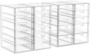 22-Drawer Acrylic Storage & Makeup Organizer for Desk, Bath Smooth-glide drawers, clear acrylic, stackable, dustproof, wipe-clean, for lipsticks, lip glosses, blushes, pen 22-Drawer Acrylic Storage & Makeup Organizer for Desk, Bath Smooth-glide drawers, clear acrylic, stackable, dustproof, wipe-clean, for lipsticks, lip glosses, blushes, pen