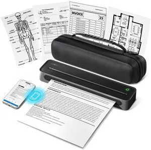 D90E Inkless Portable Thermal Printer with Case 8.5" x 11", Black Wireless Bluetooth Small Compact Mobile Printer for Travel/Office/School/Home, Compatible with iPhone, Tablet & Laptop D90E Inkless Portable Thermal Printer with Case 8.5" x 11", Black Wireless Bluetooth Small Compact Mobile Printer for Travel/Office/School/Home, Compatible with iPhone, Tablet & Laptop