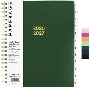 Academic Planner, Weekly & Monthly Planner & Calendar, 12-Months, July 2026 - June 2027, (9.5" x 11"), School & Student Planning Agenda with Tabs, Bonus Pages & Inner Pocket, Dark Green Academic Planner, Weekly & Monthly Planner & Calendar, 12-Months, July 2026 - June 2027, (9.5" x 11"), School & Student Planning Agenda with Tabs, Bonus Pages & Inner Pocket, Dark Green