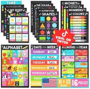 16 Laminated Toddler Learning Posters 1-3 for Preschool Classroom Decor Chalkboard Learning Posters for Toddlers 1-3, Homeschool Room Decor for Toddler Wall Activity, Pre K Classroom Must Haves 16 Laminated Toddler Learning Posters 1-3 for Preschool Classroom Decor Chalkboard Learning Posters for Toddlers 1-3, Homeschool Room Decor for Toddler Wall Activity, Pre K Classroom Must Haves