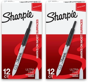 Retractable Permanent Markers, Ultra Fine Point, Black, 12 Count (Pack of 2) Retractable Permanent Markers, Ultra Fine Point, Black, 12 Count (Pack of 2)