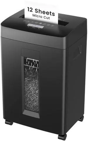 12-Sheet Micro Cut Shredder for Home Office, 6 Gallons Bin P-4 High Security Shredders for Paper, CD, Credit Card, Staple, Clip, Heavy Duty Commercial Paper Shredder with Casters 12-Sheet Micro Cut Shredder for Home Office, 6 Gallons Bin P-4 High Security Shredders for Paper, CD, Credit Card, Staple, Clip, Heavy Duty Commercial Paper Shredder with Casters