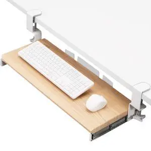Light Wood Clamp-on 27 x 11 in Keyboard Tray, MOUNT-KB05A Large Under Desk Keyboard & Mouse Tray for Typing, Slide Out Platform, Extra Sturdy C-Clamp Mount System, Computer Drawer Light Wood Clamp-on 27 x 11 in Keyboard Tray, MOUNT-KB05A Large Under Desk Keyboard & Mouse Tray for Typing, Slide Out Platform, Extra Sturdy C-Clamp Mount System, Computer Drawer