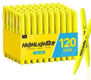 120 Pack Highlighters, Yellow, Chisel Tip with No Bleed Ink Highlighters with Smooth Broad & Precise Lines, Ideal for Journaling & Note Taking, Study Essentials and Office Supplies 120 Pack Highlighters, Yellow, Chisel Tip with No Bleed Ink Highlighters with Smooth Broad & Precise Lines, Ideal for Journaling & Note Taking, Study Essentials and Office Supplies