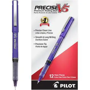 Precise V5, Extra Fine Point 0.5 mm Purple Pens, Purple, Pack of 12 Precise V5, Extra Fine Point 0.5 mm Purple Pens, Purple, Pack of 12