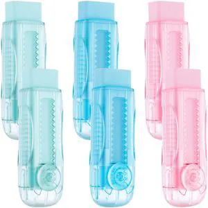 6 Pack Sliding Retractable Rubber Erasers, Push-Pull Large Pencil Erasers with Transparent Plastic Sleeve, Soft Rubber Erasers for Office, Drafting, and Everyday Use 6 Pack Sliding Retractable Rubber Erasers, Push-Pull Large Pencil Erasers with Transparent Plastic Sleeve, Soft Rubber Erasers for Office, Drafting, and Everyday Use