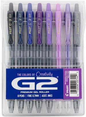 G2 Gel Roller Pens, G2 Boost Purple Pens Pack, 8 Pack Pouch, Assorted G2 Gel Roller Pens, G2 Boost Purple Pens Pack, 8 Pack Pouch, Assorted