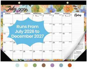 Desk Calendar 2026-2027, Jul 2026-Dec 2027, 18-Month, 17" x 12" 18-Month Calendar, Large Monthly Desktop & Wall Calendar for Home & Office, Planning and Organization, Botanic Whimsy Desk Calendar 2026-2027, Jul 2026-Dec 2027, 18-Month, 17" x 12" 18-Month Calendar, Large Monthly Desktop & Wall Calendar for Home & Office, Planning and Organization, Botanic Whimsy
