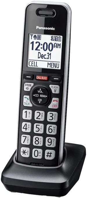 Additional Cordless Phone Handset, Advanced Call Block, Compatible with KX-TGF94x and KX-TGF97x Series - KX-TGFA97B (Black with Silver Trim) Additional Cordless Phone Handset, Advanced Call Block, Compatible with KX-TGF94x and KX-TGF97x Series - KX-TGFA97B (Black with Silver Trim)