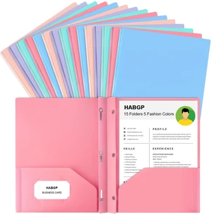 2 Pocket Folder with Prongs (15 Pack, Pastel), Plastic Folders with Pockets Pastel Colors, Business Card Holder, Fit Letter Size, Organizing Papers, in School, Office, Business 2 Pocket Folder with Prongs (15 Pack, Pastel), Plastic Folders with Pockets Pastel Colors, Business Card Holder, Fit Letter Size, Organizing Papers, in School, Office, Business